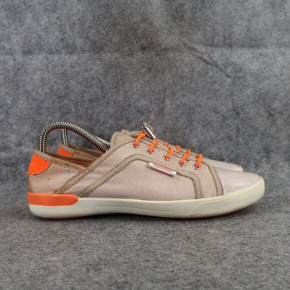 Calvin Klein Shoes Womens 7.5 Fashion Sneaker Flats Nia Drawstring Beige Orange - Picture 2 of 13